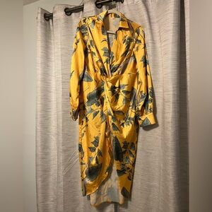 Never worn Yellow Satin Wrap Dresss